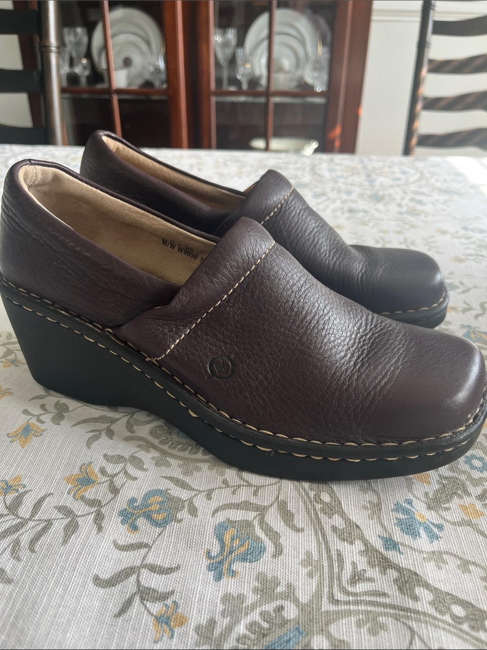 Born Women’s Brown Leather Wedge Clogs